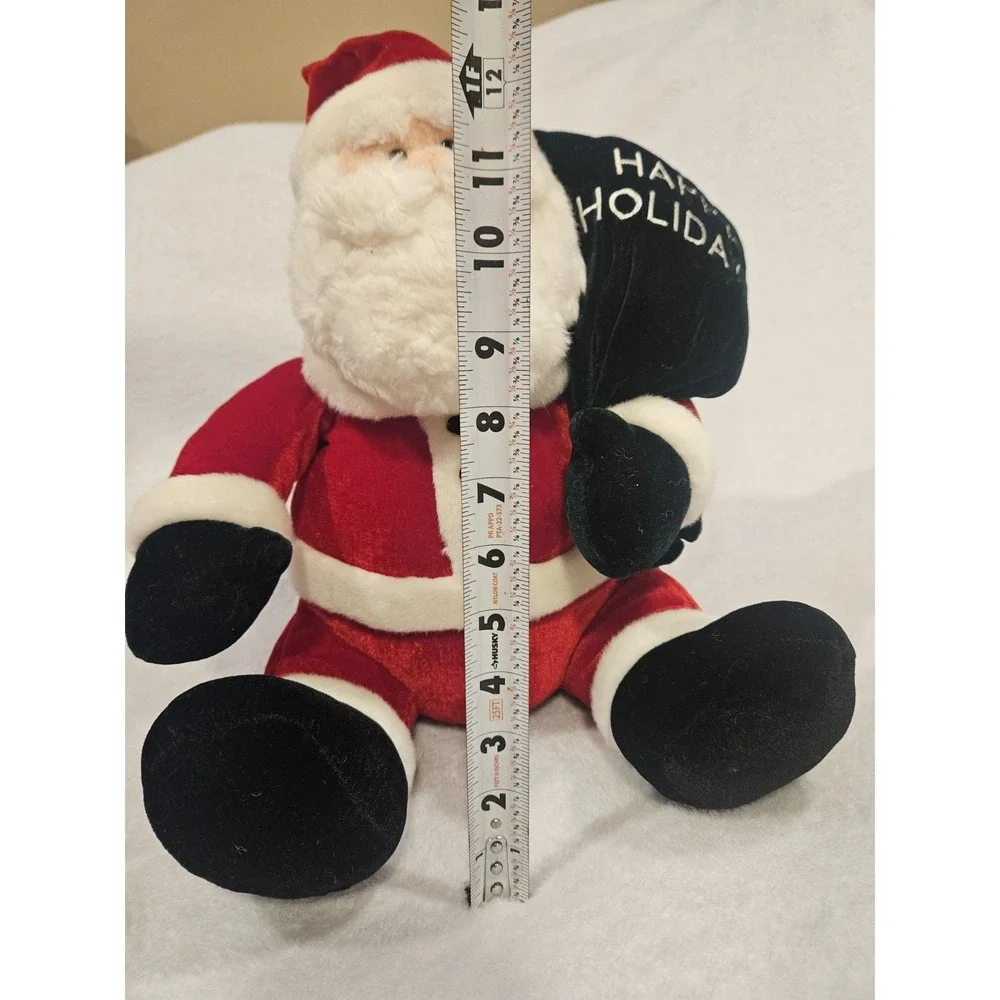 Gund 44463 Santa Claus Christmas Plush Happy Holidays Velvety Red Black